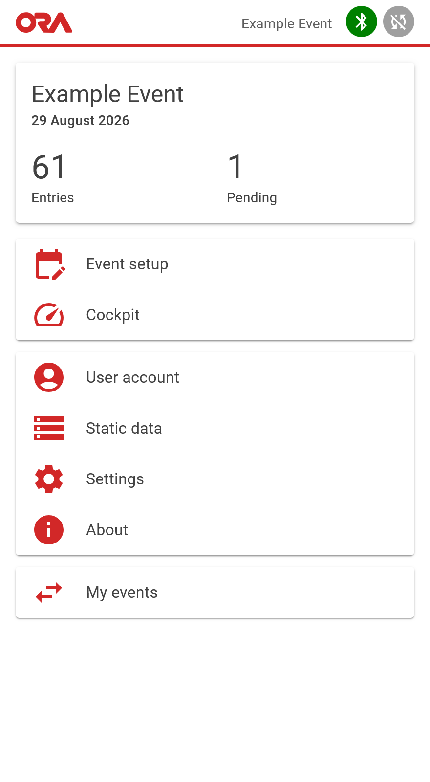 Ora: Event overview
